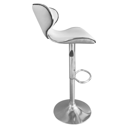 Scaun bar metal crom piele ecologica alba Hedli 45x51x83-105 cm