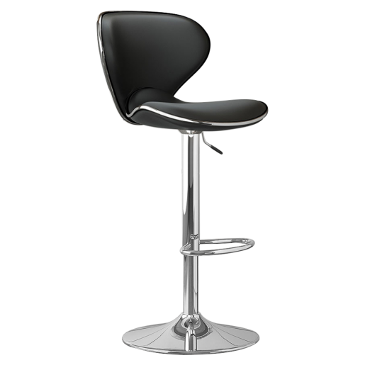 Scaun bar metal crom piele ecologica neagra Hedli 45x51x83-105 cm