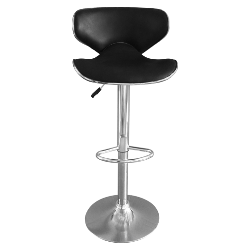 Scaun bar metal crom piele ecologica neagra Hedli 45x51x83-105 cm