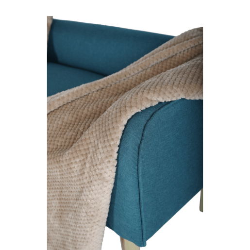 Banca cu tapiterie textil albastru si picioare crom auriu HELNA 127x60x59 cm