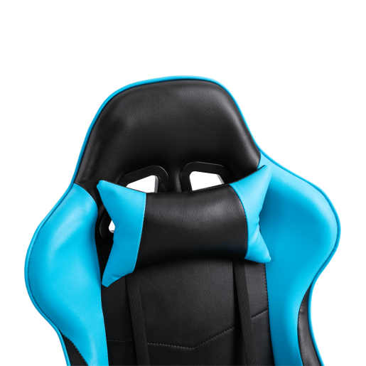 Scaun gaming, cu suport pentru picioare negru albastru, Tarun, 64x131x81 cm