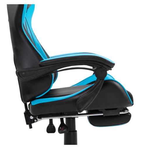Scaun gaming, cu suport pentru picioare negru albastru, Tarun, 64x131x81 cm