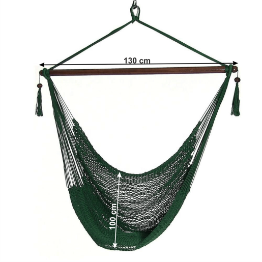 Hamac suspendabil bumbac verde maro Basko 130x100 cm
