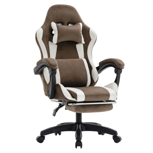 Scaun birou, gaming textil maro alb plastic negru Hospo 63x62x111-121 cm