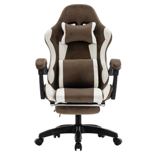 Scaun birou, gaming textil maro alb plastic negru Hospo 63x62x111-121 cm