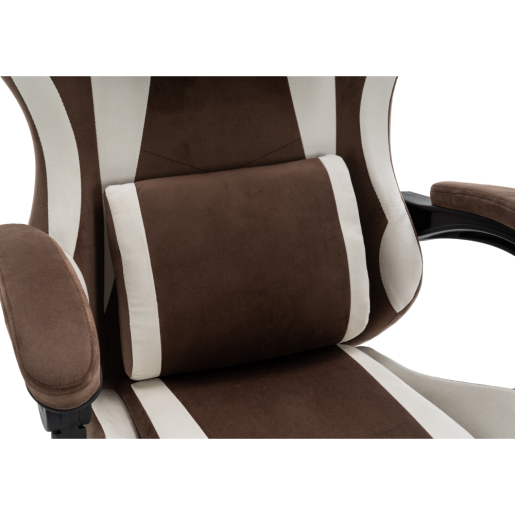 Scaun birou, gaming textil maro alb plastic negru Hospo 63x62x111-121 cm