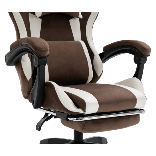 Scaun birou, gaming textil maro alb plastic negru Hospo 63x62x111-121 cm