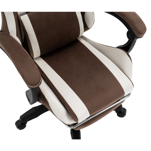 Scaun birou, gaming textil maro alb plastic negru Hospo 63x62x111-121 cm
