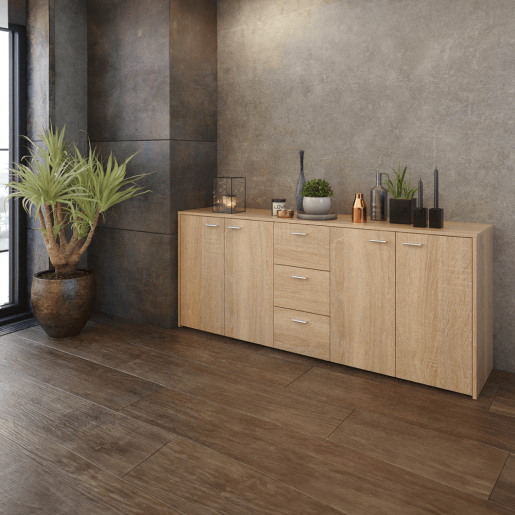 Comoda PAL stejar sonoma Hugos 180x42x74.5 cm