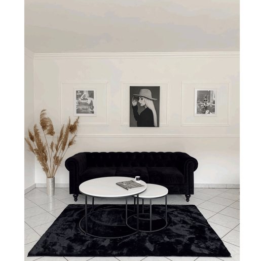 Set 2 masute cafea mdf alb metal negru Iklin 80x45 cm, 50x40 cm 