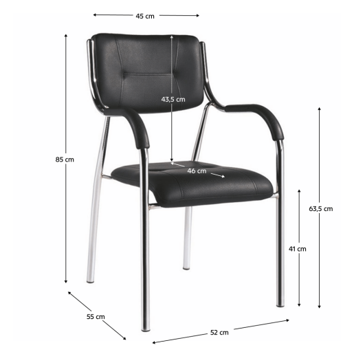 Scaun stivuibil negru Ilham 52x55x85 cm 