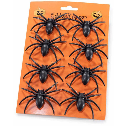 Set 8 Paianjeni Halloween plastic negru cm 7 x 6 H