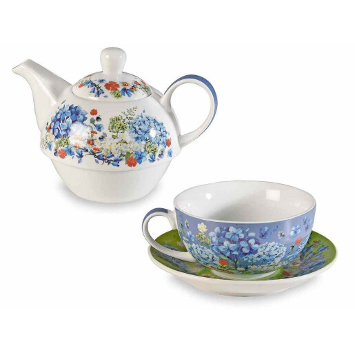 Set 2 ceainice, 2 cesti portelan multicolor 16x10.5x13 cm, 400 ml, 250 ml