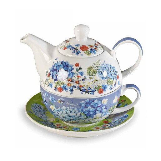Set 2 ceainice, 2 cesti portelan multicolor 16x10.5x13 cm, 400 ml, 250 ml