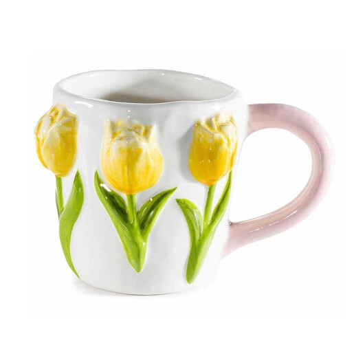 Cana ceramica Lalele galbene Ø 9 cm x 9,5 H, 350 ml