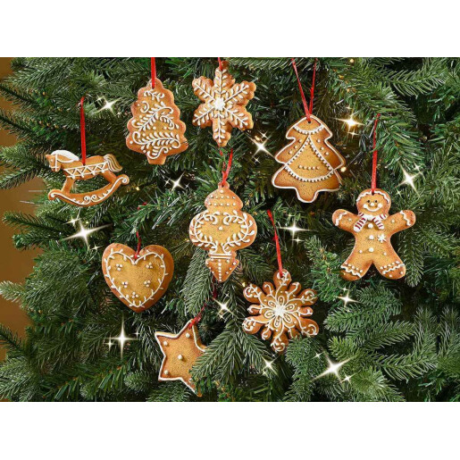 Set 9 ornamente brad Turta Dulce polirasina 7x10 cm