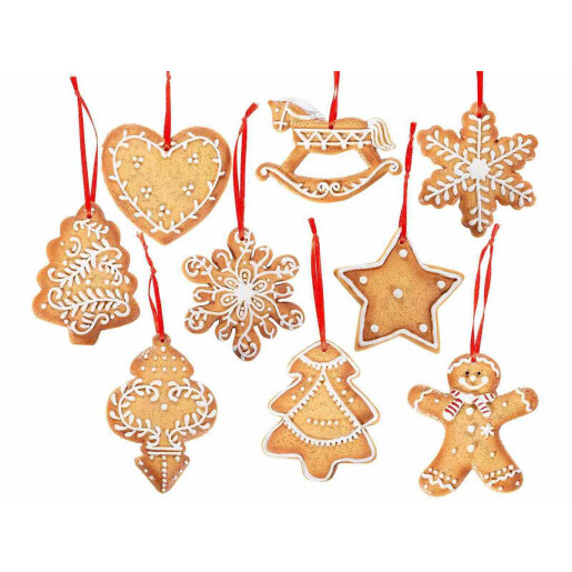 Set 9 ornamente brad Turta Dulce polirasina 7x10 cm
