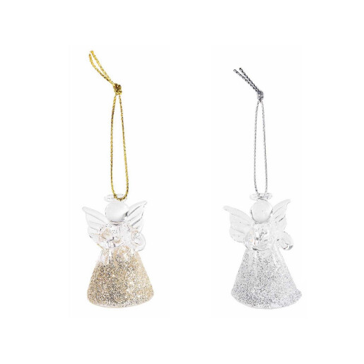 Set 2 ornamente brad Inger sticla aurie argintie cm 3 x 2,5 x 4,5 H