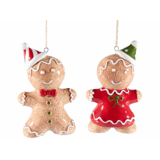 Set 2 ornamente brad Turta Dulce ceramica multicolora 5.5x3x9 cm