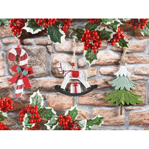 Set 18 ornamente brad Craciun textil multicolor cm 11 x 16,5 H Set 18 ornamente brad Craciun textil multicolor cm 11 x 16,5 H