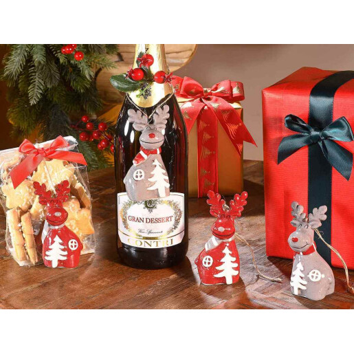 Set 8 ornamente brad Reni ceramica multicolora cm 6 x 4 x 9,5 H