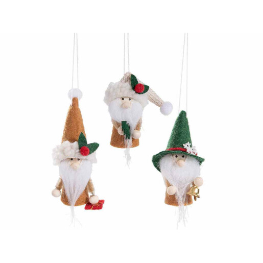 Set 18 ornamente brad Mos Craciun Ingeri textil multicolor cm4x3,5x9,5H  Set 18 ornamente brad Mos Craciun Ingeri textil multicolor cm4x3,5x9,5H