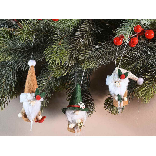 Set 18 ornamente brad Mos Craciun Ingeri textil multicolor cm4x3,5x9,5H  Set 18 ornamente brad Mos Craciun Ingeri textil multicolor cm4x3,5x9,5H