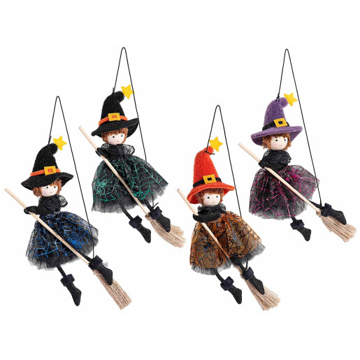 Set 4 figurine Halloween Vrajitoare Befana textil 24 cm