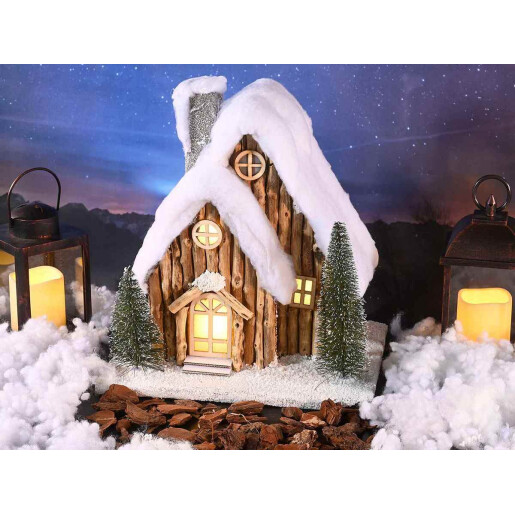 Casuta Craciun decorativa cu led cm 31 x 23,5 x 32 H