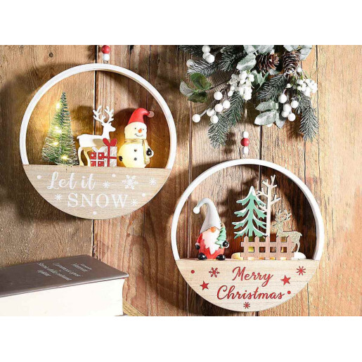 Set 2 decoratiuni cu leduri Craciun 20 cm