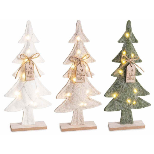Set 3 Brazi Craciun cu led textil lemn multicolor cm 15 x 4 x 32 H