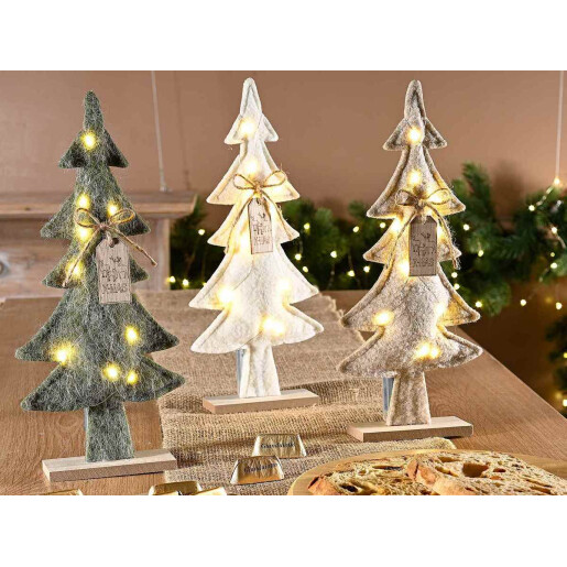 Set 3 Brazi Craciun cu led textil lemn multicolor cm 15 x 4 x 32 H