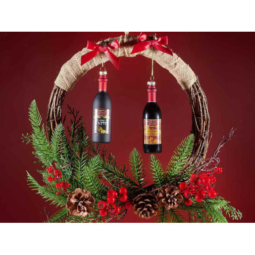Set 2 ornamente brad Craciun sticla multicolora Ø 3,5 cm x 14 H