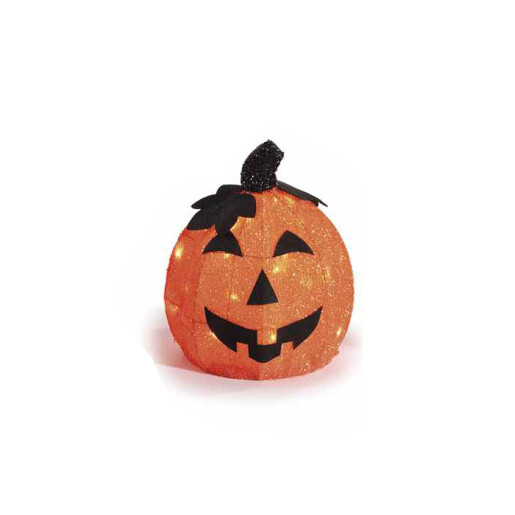 Dovleac Halloween poliester portocaliu negru cu leduri Ø 25 x 29 H