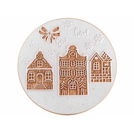 Platou Craciun ceramica alba maro Ø 25 cm x 10,5 H