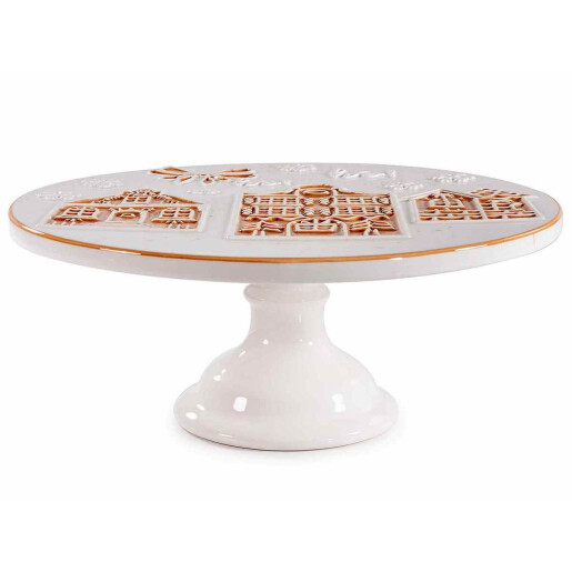 Platou Craciun ceramica alba maro Ø 25 cm x 10,5 H
