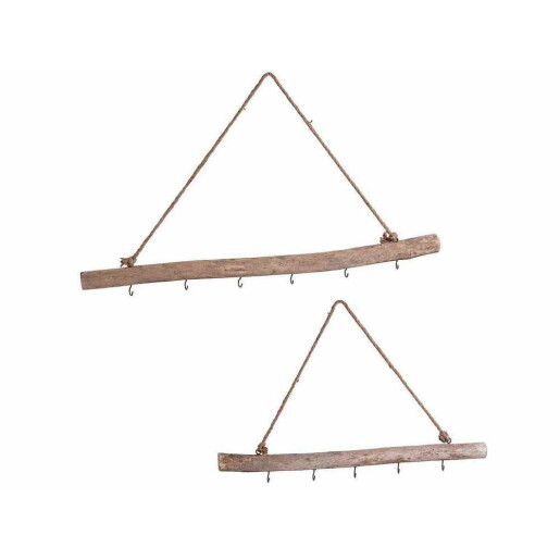Set 2 cuiere perete lemn 80 x 4 x 6 H, 60 x 4 x 6 H