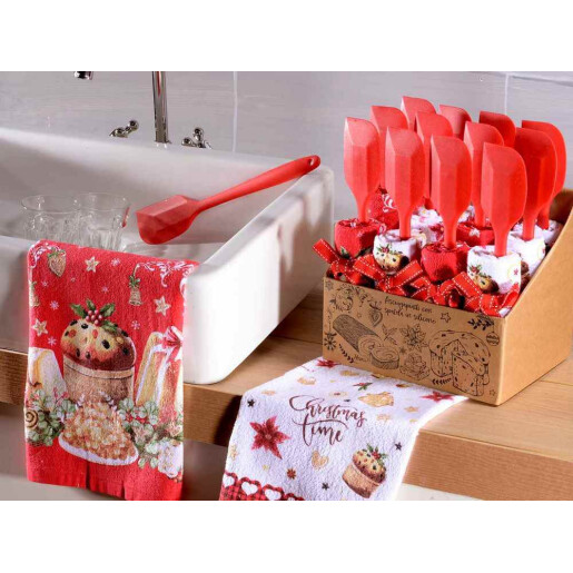 Set 2 prosoape bucatarie si 2 spatule Craciun II 38 x 64 H, 28 H