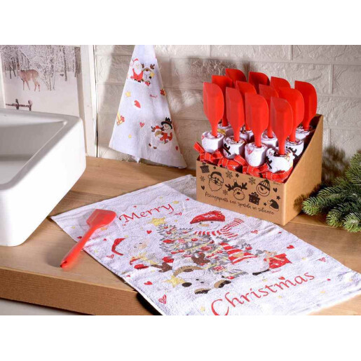 Set prosop bucatarie si spatula Craciun II 38 x 64 H, 28 H