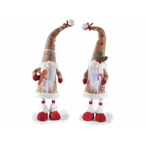 Set 2 figurine Mos Craciun textil multicolor 12x9x49 cm