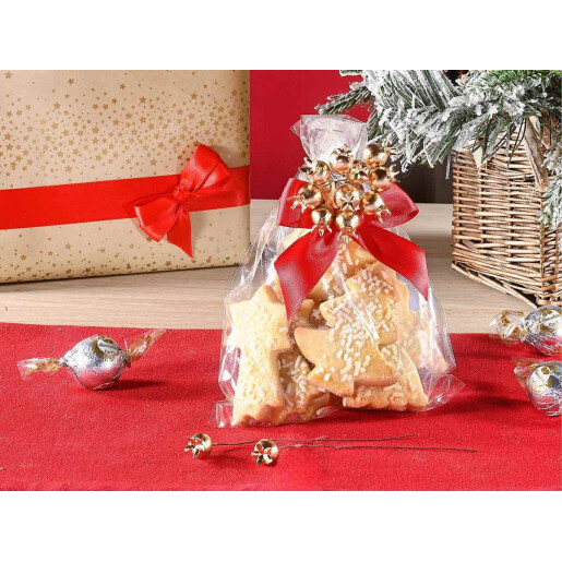 Set 12 fructe padure artificiale aurii Ø 1,3 cm x 10 H