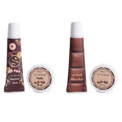 Set 2 x scrub, 2x  balsam buze cadou Craciun cm 7 x 3 x 19 H, 4x10 ml