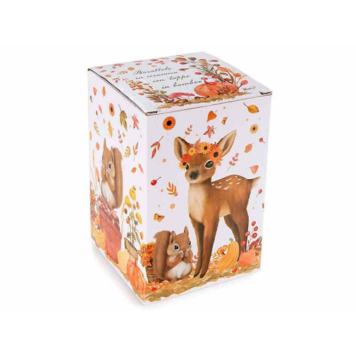 Borcan decorativ, depozitare ceramica bambus Caprioara Ø 10 cm x 15,5 H