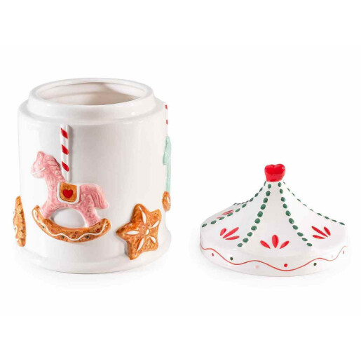 Borcan Craciun ceramica multicolora 14.5x22 cm