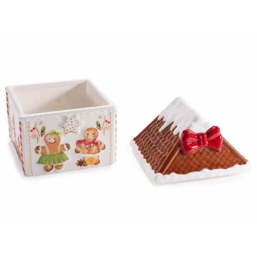 Borcan Craciun ceramica multicolora cm 13 x 13 x 16 H