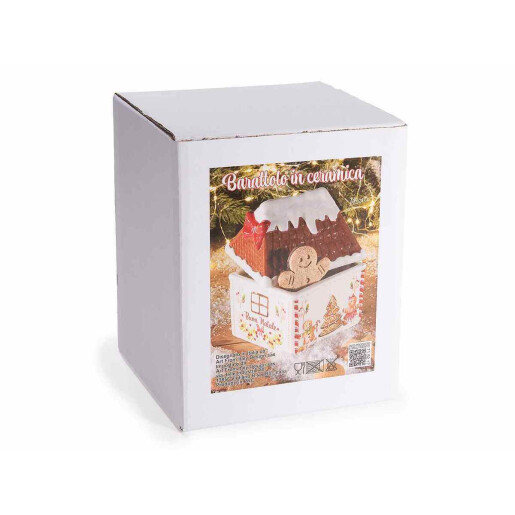 Borcan Craciun ceramica multicolora cm 13 x 13 x 16 H