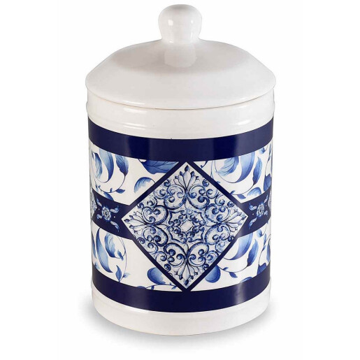 Set 2 borcane ceramica alba albastra 11.5x19 cm