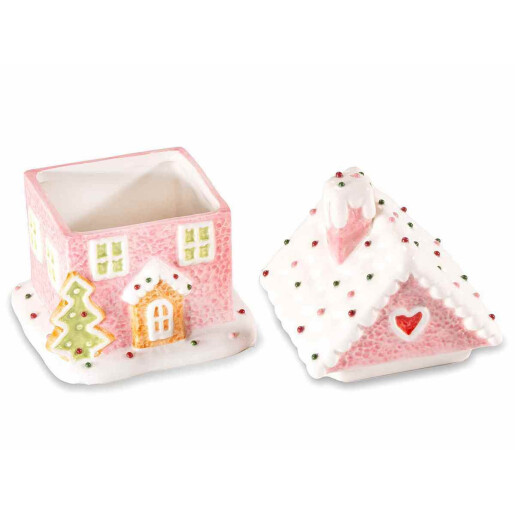 Set 2 borcane Casuta Turta Dulce ceramica multicolora 11x10.5x15 cm