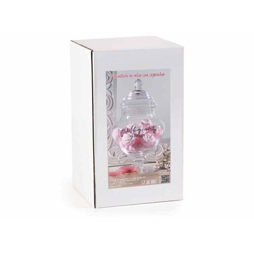 Borcan depozitare sticla transparenta neagra Ø 13 cm x 23,5 H