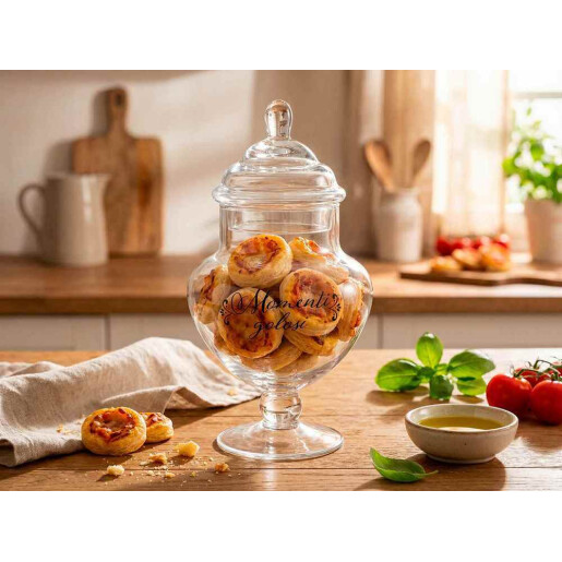 Borcan depozitare sticla transparenta neagra Ø 13 cm x 23,5 H
